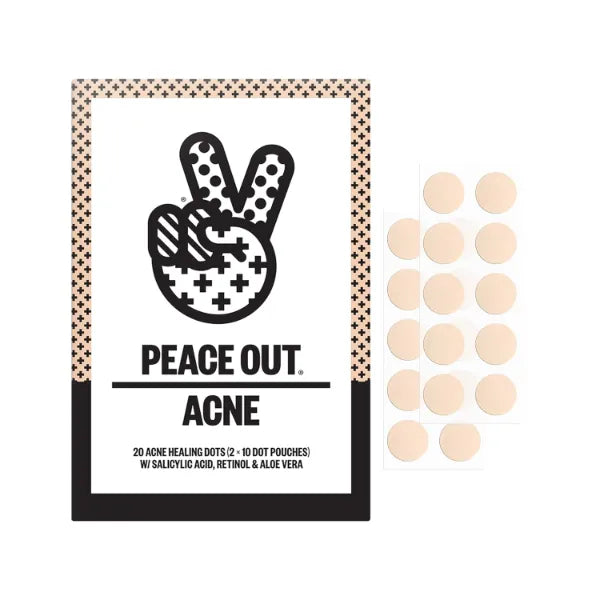 PEACE OUT Acne Healing Dots Hydrocolloid Pimple Patches, Acne Spot Treatment with Salicylic Acid, Retinol, and Aloe Vera for Blemishes and Breakouts