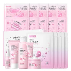 LAIKOU Skin Care Set JAPAN SAKURA Beauty Gift Sets Skin Care Kit with Serum, Eye Cream, Face Cream Travel Kit for Women Wife Mom Teen Girls TSA friendly Sizes Christmas Gift