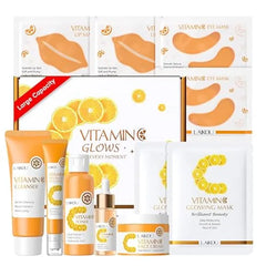 LAIKOU Vitamin C Skin Care, Skin Care Set with Cleanser, Toner, Serum, Eye Cream, Face Cream for Women Teen Girls Mom Daughter Mother's Day Christmas Birthday Beginner Kit TSA friendly