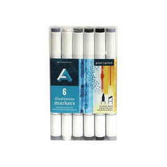 Art Alternatives Illustration Marker, 6-Tones Marker Set