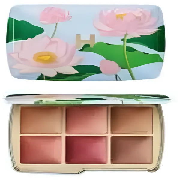 Luxury 6-Shade Face Palette with Highlighter, Blush and Bronzer, Floral Design, Desert Glow Collection