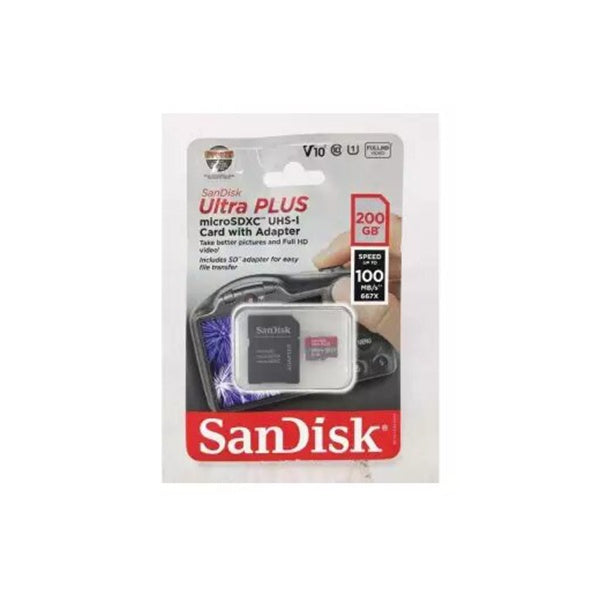 Sandisk Memory Card Micro SD Ultra Plus With Adapter 100MB/S 200GB