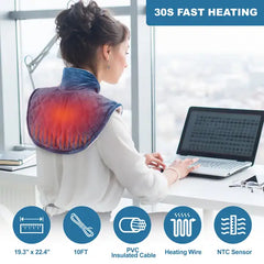 Keenstone 2.2lb Weighted Heating Pad 19.3" x 22.4" for Neck and Shoulders – Large Electric Heated Wrap for Pain Relief