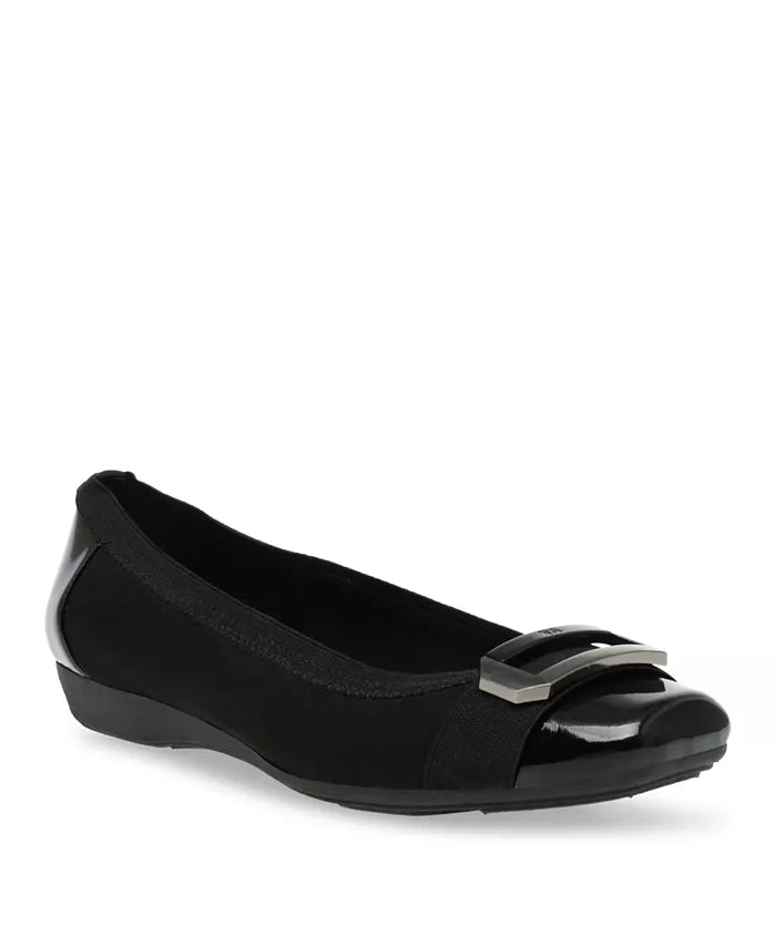 Anne Klein Womens Uplift Sport Buckle Ballet Flats, Comfortable Stylish Slip On Everyday Shoes, Black