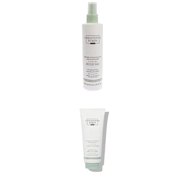 Christophe Robin Hydrating Leave-In Mist 5 fl. oz + Christophe Robin Hydrating Melting Mask With Aloe Vera for Dry, Dull Hair - Lighweight 6.7 fl. oz