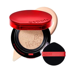 Espoir Be Velvet Cushion Foundation | Quick and Easy Coverage with Long-lasting Color by Zero Oxidation, Velvety Smooth Finish & Lightweight Formula, Vegan, Korean Makeup - 0.46 oz