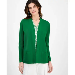 Anne Klein Womens Malibu Fine Rib Open Front Cardigan, Stylish Lightweight Layering Piece