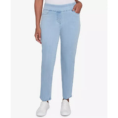 Alfred Dunner Petite Mid-Rise Pull On Straight Leg Denim Pants, Petite & Petite Short