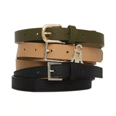 Steve Madden Versatile Women's 3-Pc Faux-Leather Belts – Olive Multi