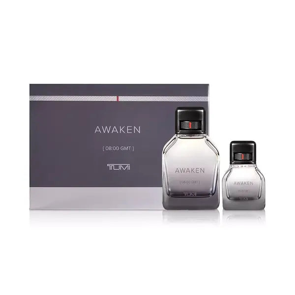 TUMI Men's 2 Piece Awaken [8:00 GMT] TUMI Jumbo Eau de Parfum Gift Set , Luxury Fragrance