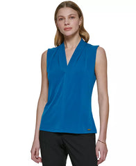 Macy's Gathered V-Neck Sleeveless Top-Cypress