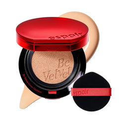 Espoir Be Velvet Cushion Foundation | Quick and Easy Coverage with Long-lasting Color by Zero Oxidation, Velvety Smooth Finish & Lightweight Formula, Vegan, Korean Makeup - 0.46 oz