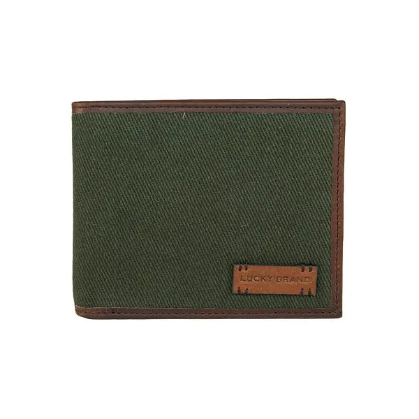 Lucky Brand Men's Canvas with Leather Trim Bifold Wallet