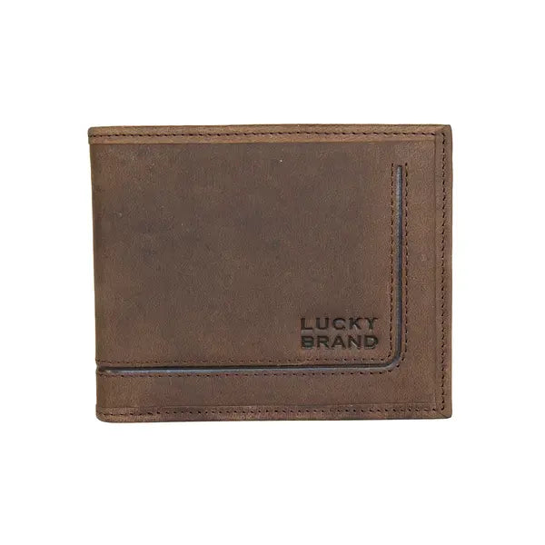Lucky Brand Men's Grooved Leather Bifold Wallet