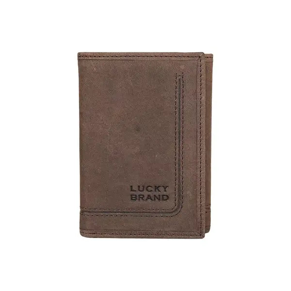 Lucky Brand Men's Grooved Leather Trifold Wallet