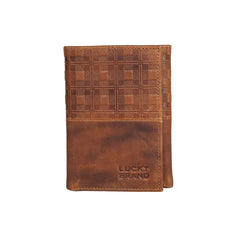 Lucky Brand Men's Plaid Embossed Leather Trifold Wallet