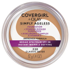 COVERGIRL Simply Ageless Instant Wrinkle Defying Foundation, SPF 28, Hyaluronic Complex & Vitamin C