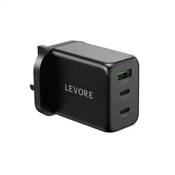 Levore Wall Charger Power delivery PD GaN 65W 3 Port (LGW131-BK) - Black