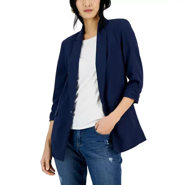 Women's Menswear Blazer, Created for Macy's-Indigo sea