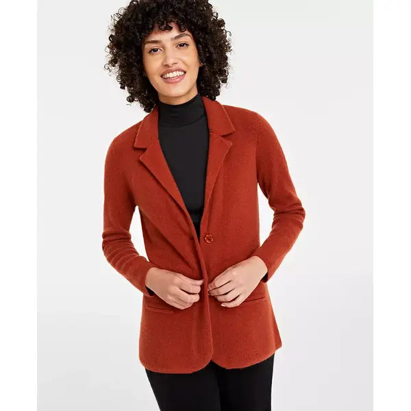 Women's 100% Cashmere Blazer, Created for Macy's-Bronze pecan
