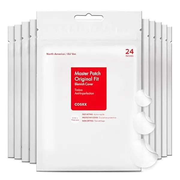 COSRX Acne Pimple Patch Absorbing Hydrocolloid Original 3 Size Patches for Blemishes and Zits Cover, Spot Stickers for Face and Body.