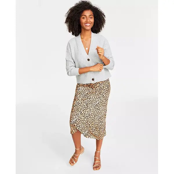 Women's Three-Button Shaker Cardigan, Created for Macy's-Light Grey Heather