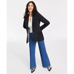 Women's Solid One-Button Boyfriend Blazer, Created for Macy's-Deep black