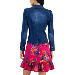 Women's Puff-Sleeve Blazer, Created for Macy's-Deep sea