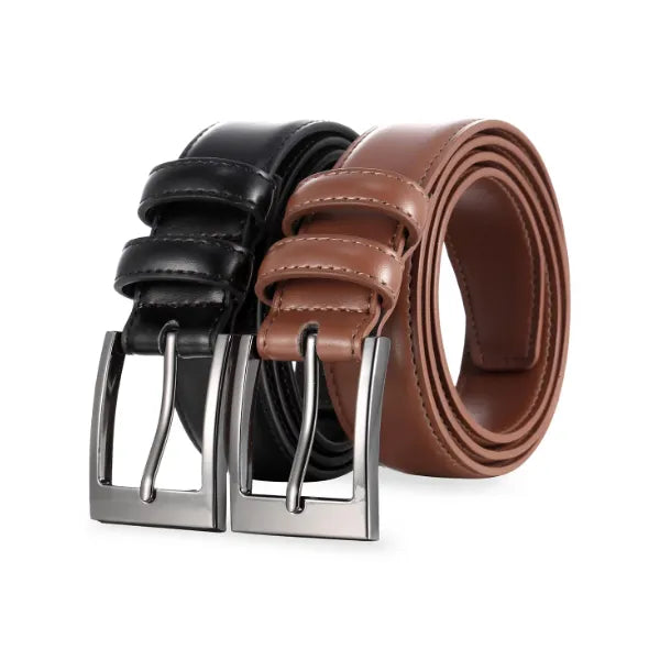 Mio Marino Men's Dual Loop Leather Belt, 2 pack