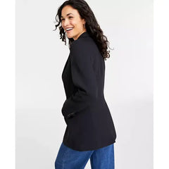 Women's Solid One-Button Boyfriend Blazer, Created for Macy's-Deep black