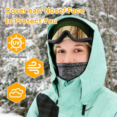QUANFENG QF Neck Gaiter 2Pcs Breathable Winter Neck Warmer for Skiing, Fishing, Hiking – Black / Grey