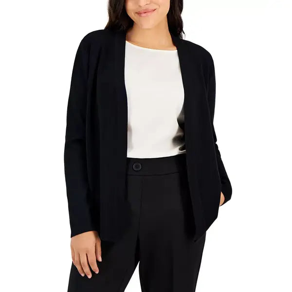 Anne Klein Petite Kissing Front Cardigan, Stylish Women’s Sweater, Anne Black