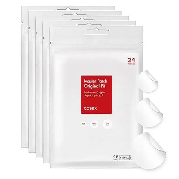 COSRX Acne Pimple Patch Absorbing Hydrocolloid Original 3 Size Patches for Blemishes and Zits Cover, Spot Stickers for Face and Body.