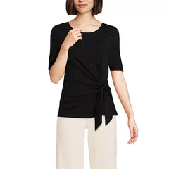 Macy's Women's Lightweight Jersey Tie Front Top-Black