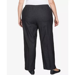 Alfred Dunner Plus Size Comfort Waistband Mid Rise Short Length Denim Pant, Black