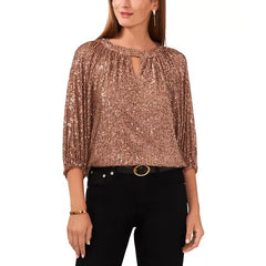 Macy's Women's Keyhole Detail Raglan Sleeve Top-foxtrot