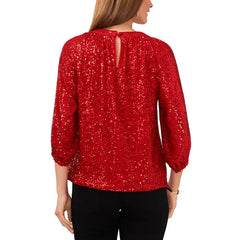 Macy's Women's Keyhole Detail Raglan Sleeve Top-Ultra red