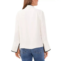 Macy's Women's Split-Neck Contrast-Trim Tunic-New lvory