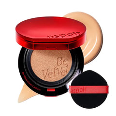 Espoir Be Velvet Cushion Foundation | Quick and Easy Coverage with Long-lasting Color by Zero Oxidation, Velvety Smooth Finish & Lightweight Formula, Vegan, Korean Makeup - 0.46 oz