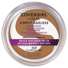 COVERGIRL Simply Ageless Instant Wrinkle Defying Foundation, SPF 28, Hyaluronic Complex & Vitamin C