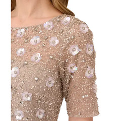 Adrianna Papell Embellished Floral Sheath Dress for Elegant and Timeless Evening Wear