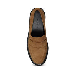 Aerosoles Women's Ronnie Lug Heeled Loafer, Stylish Comfortable Chunky Heel Loafers , Dark Wheat Suede , Size 6M