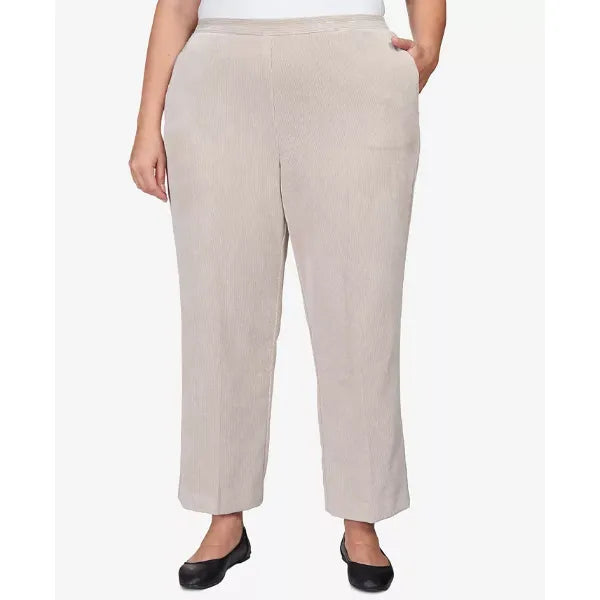 Alfred Dunner Plus Size St.Moritz Corduroy Regular Fit Average Length Pants, Fawn