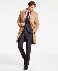 Men's Classic Fit Luxury Wool Cashmere Blend Overcoats - Camel Tan