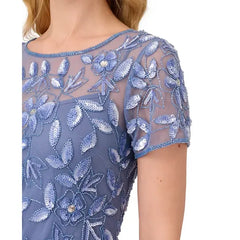 Adrianna Papell Plus Size Floral-Beaded Gown, Perfect for Elegant Events