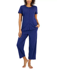 Women's 2-Pc. Cotton Printed Cropped Pajamas Set, Created for Macy's-Polka Dots