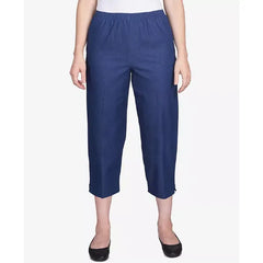 Alfred Dunner Petite Pull On Capri Jeans, Comfortable Stretch Denim Pants for Casual Wear, Denim