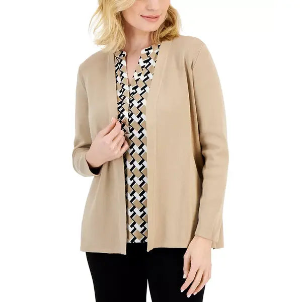 Anne Klein Petite Newport Open Front Cardigan, Stylish Lightweight Womens Sweater