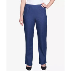 Alfred Dunner Classics Denim Pull On Straight Leg Pants, Comfortable Casual Jeans for Women