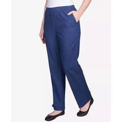 Alfred Dunner Classics Denim Pull On Straight Leg Pants, Comfortable Casual Jeans for Women
